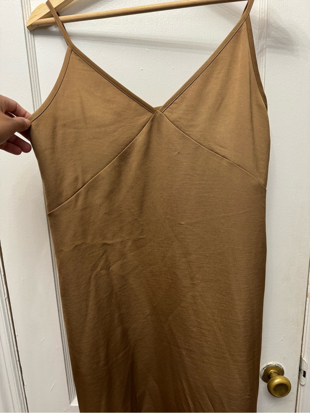 Uniqlo Women's Camisole Satin Slip Maxi Dress - Tan/Gold - Picture 8 of 9